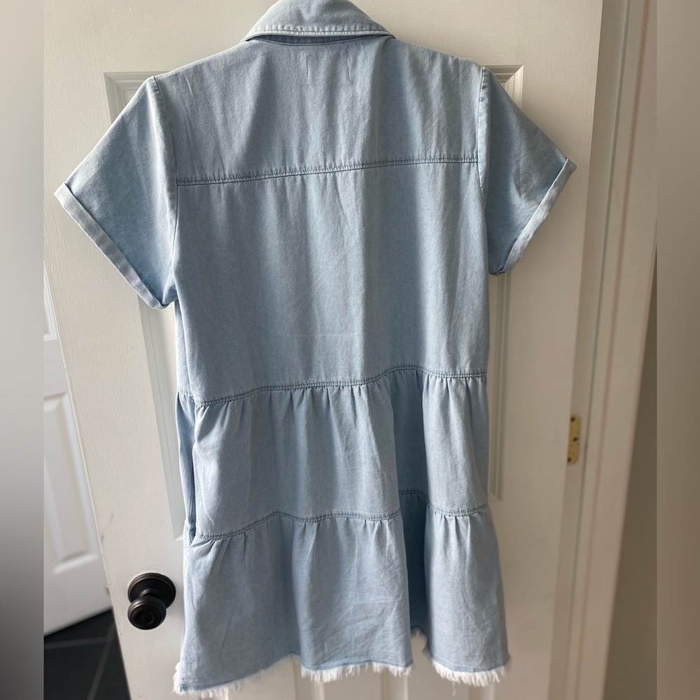 Show Me Your MuMu Light Blue Chambray Tiered Shirt Dress - Picture 5 of 5